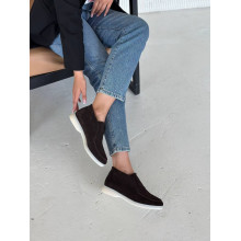 Високі замшеві лофери в кольорі шоколад Арт.156-4