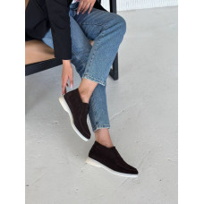 Високі замшеві лофери в кольорі шоколад Арт.156-4