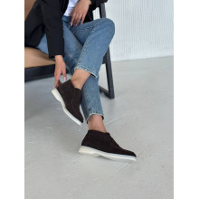 Високі замшеві лофери в кольорі шоколад Арт.156-4