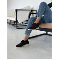 Высокие замшевые лоферы в цвете шоколад Арт.156-4