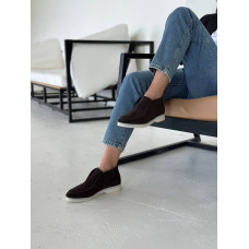 Високі замшеві лофери в кольорі шоколад Арт.156-4