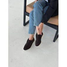 Високі замшеві лофери в кольорі шоколад Арт.156-4