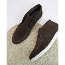 Високі замшеві лофери в кольорі шоколад Арт.156-4