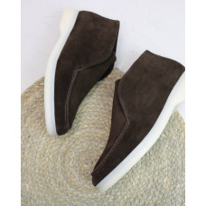 Високі замшеві лофери в кольорі шоколад Арт.156-4