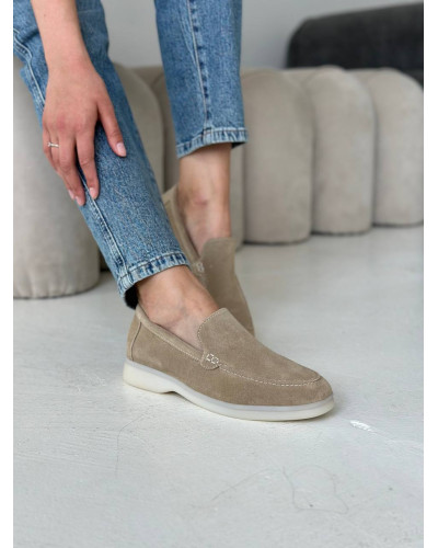 Женские лоферы из натуральной замши Your Step в песочном цвете Арт. 156-10
