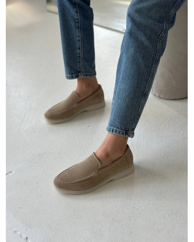 Женские лоферы из натуральной замши Your Step в песочном цвете Арт. 156-10