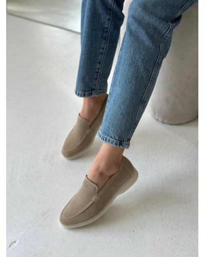 Женские лоферы из натуральной замши Your Step в песочном цвете Арт. 156-10