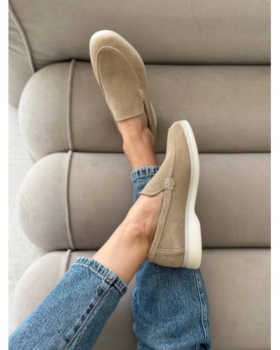 Женские лоферы из натуральной замши Your Step в песочном цвете Арт. 156-10