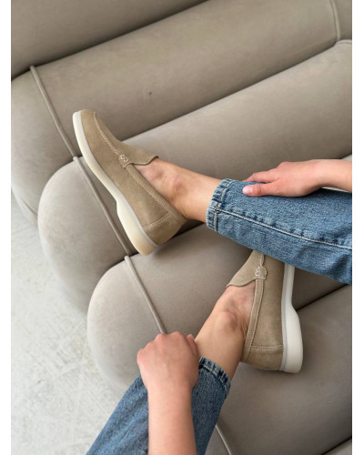 Женские лоферы из натуральной замши Your Step в песочном цвете Арт. 156-10
