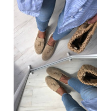 Замшеві лофери пісочного кольору на низькому ходу Арт. 156-6