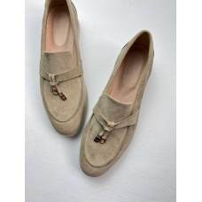 Замшеві лофери пісочного кольору на низькому ходу Арт. 156-6