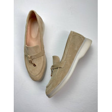 Замшеві лофери пісочного кольору на низькому ходу Арт. 156-6