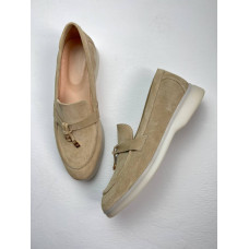 Замшеві лофери пісочного кольору на низькому ходу Арт. 156-6