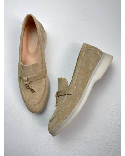 Женские песочные лоферы из натуральной замши Your Step (Арт. 156-6)