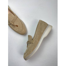 Замшеві лофери пісочного кольору на низькому ходу Арт. 156-6