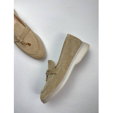 Замшеві лофери пісочного кольору на низькому ходу Арт. 156-6