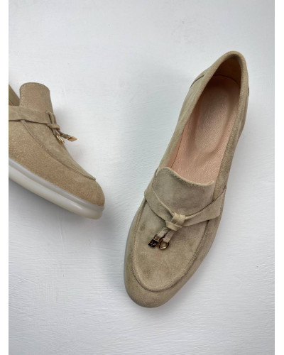 Женские песочные лоферы из натуральной замши Your Step (Арт. 156-6)