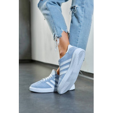 Світло-блакитні замшеві кеди з білими смужками — легкість і стиль у кожному кроці! Арт. 15-10-0136