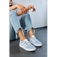 Світло-блакитні замшеві кеди з білими смужками — легкість і стиль у кожному кроці! Арт. 15-10-0136