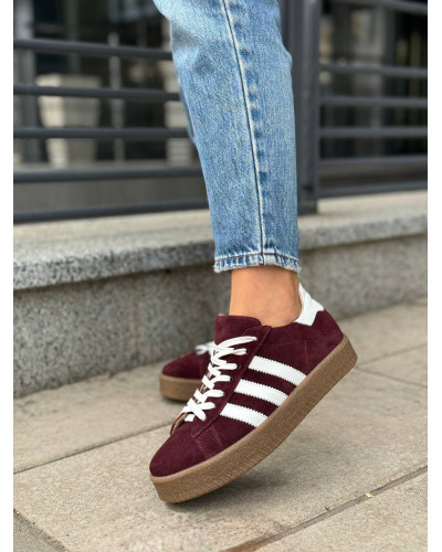 Бордові замшеві кеди зі шнурівкою — стиль і комфорт у кожному кроці (Арт. 15-15)