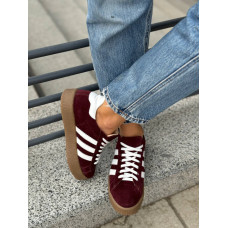 Бордовые замшевые кеды со шнуровкой – стильный комфорт для каждого дня! Арт. 15-15