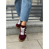 Бордові замшеві кеди зі шнурівкою — стильний комфорт для кожного дня! Арт. 15-15