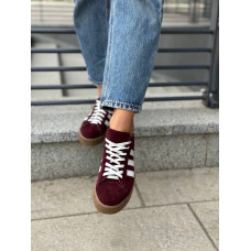 Бордовые замшевые кеды со шнуровкой – стильный комфорт для каждого дня! Арт. 15-15