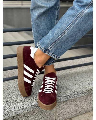 Бордові замшеві кеди зі шнурівкою — стиль і комфорт у кожному кроці (Арт. 15-15)