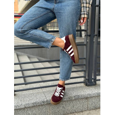 Бордовые замшевые кеды со шнуровкой – стильный комфорт для каждого дня! Арт. 15-15