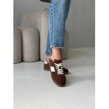 Жіночі замшеві кеди в трендовому шоколадному відтінку із смужками Арт 15-12/21918(1П)