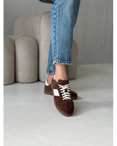 Жіночі замшеві кеди Арт 15-12/21918(1П) у трендовому шоколадному відтінку 2026 року