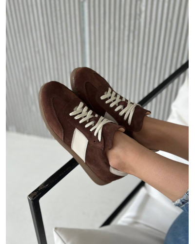 Жіночі замшеві кеди Арт 15-12/21918(1П) у трендовому шоколадному відтінку 2026 року