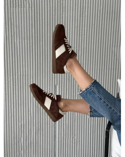 Жіночі замшеві кеди Арт 15-12/21918(1П) у трендовому шоколадному відтінку 2026 року