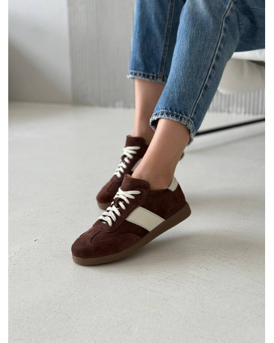 Жіночі замшеві кеди Арт 15-12/21918(1П) у трендовому шоколадному відтінку 2026 року