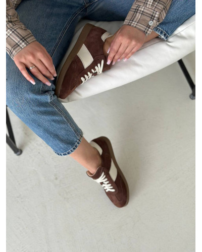 Жіночі замшеві кеди Арт 15-12/21918(1П) у трендовому шоколадному відтінку 2026 року