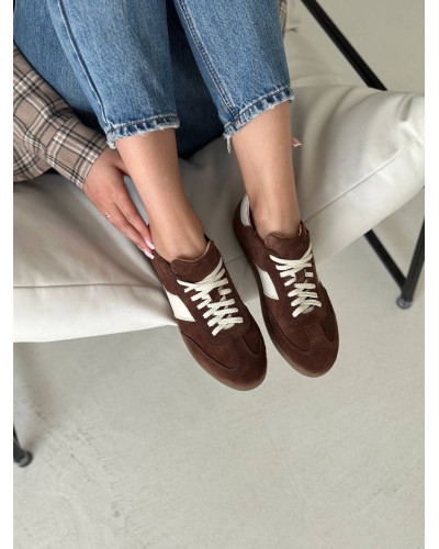 Жіночі замшеві кеди Арт 15-12/21918(1П) у трендовому шоколадному відтінку 2026 року