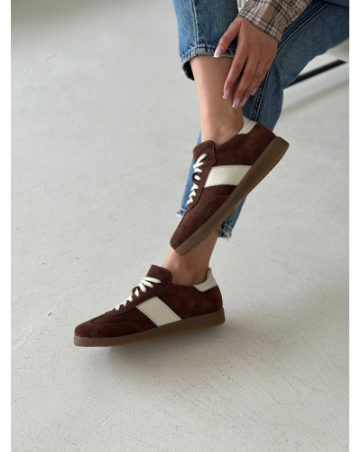 Жіночі замшеві кеди Арт 15-12/21918(1П) у трендовому шоколадному відтінку 2026 року