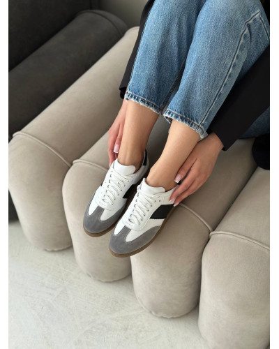 Комбіновані світлі жіночі кеди в стильному дизайні (Арт. 15-12/21918(1П))​