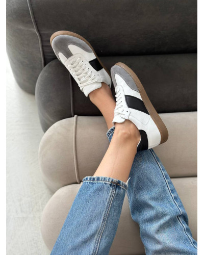 Комбіновані світлі жіночі кеди в стильному дизайні (Арт. 15-12/21918(1П))​