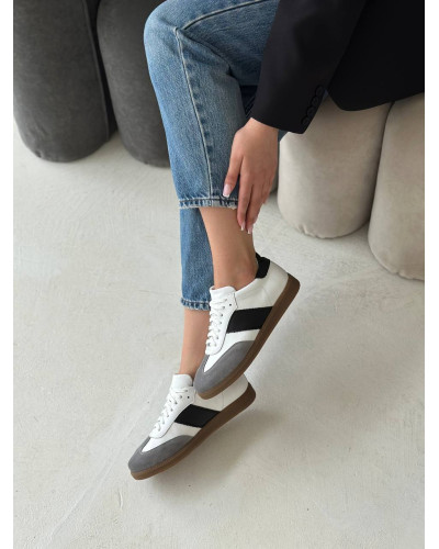 Комбіновані світлі жіночі кеди в стильному дизайні (Арт. 15-12/21918(1П))​