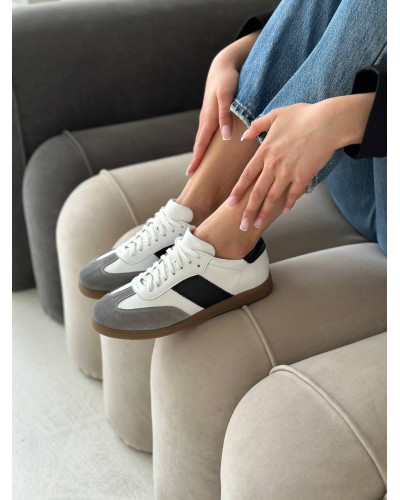 Комбіновані світлі жіночі кеди в стильному дизайні (Арт. 15-12/21918(1П))​