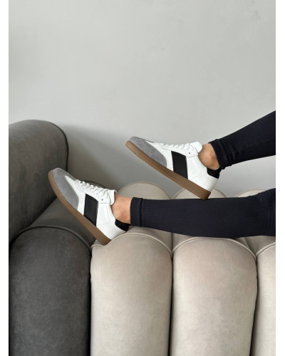 Комбіновані світлі жіночі кеди в стильному дизайні (Арт. 15-12/21918(1П))​