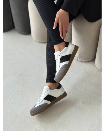 Комбіновані світлі жіночі кеди в стильному дизайні (Арт. 15-12/21918(1П))​