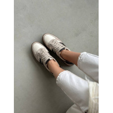 Женские бежевые комбинированные кеды с шоколадными вставками – стильный выбор для вашего гардероба (Арт. 15-17)