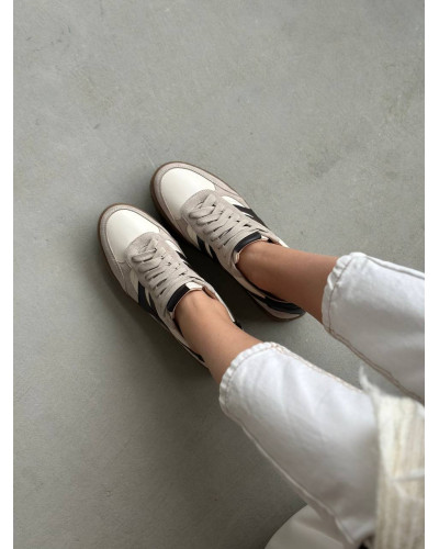 Жіночі бежеві комбіновані кеди із шоколадними вставками (Арт. 15-17)​