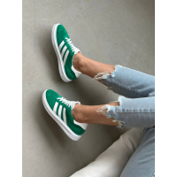 Зелені замшеві кеди з білими смужками — стиль, комфорт і універсальність! Арт. 15-10-0136