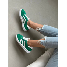 Зелені замшеві кеди з білими смужками — стиль, комфорт і універсальність! Арт. 15-10-0136