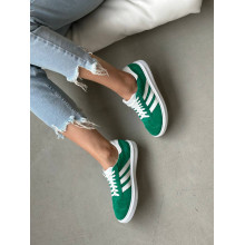 Зелені замшеві кеди з білими смужками — стиль, комфорт і універсальність! Арт. 15-10-0136