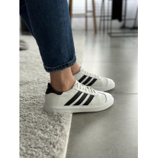 Білі шкіряні кеди з смужками — елегантність і комфорт у кожному кроці! Арт. 15-10-0136