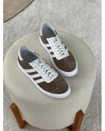 Замшеві кеди кольору капучино зі шнурівкою — комфорт і стиль на кожен день (Арт. 15-10-0136)